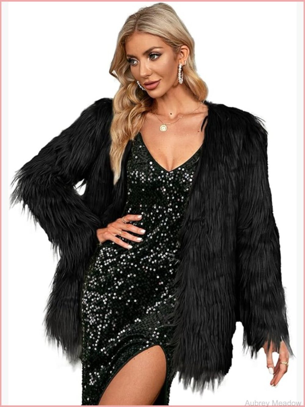 Faux Fur Shaggy Overcoat Long Sleeve Fluffy Warm Winter Jacket